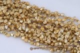 keishi042 7-8mm champagne color side drilled reborn keshi pearl