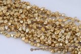 keishi042 7-8mm champagne color side drilled reborn keshi pearl