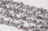 keishi043 Grey side drilled freshwater reborn keshi pearl strand,9-11mm