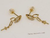kem014 18K Yellow Gold Stud Earrings Mounting with Diamonds