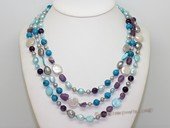 lmpn009  Mix color  freshwater pearl  multi-strand necklace in wholesale