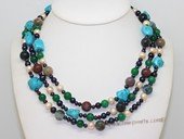 lmpn010  Mix color  freshwater pearl  multi-strand necklace in wholesale