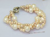 lpbr006 Hand Knotted Potato Pearl Triple Strands Bracelet in Low Quality
