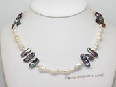 lpn022 White Color Freshwater Pearl Necklace with biwa Pearls