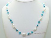 lrpn025 Hand wired man made gemstone and discount pearls long necklace