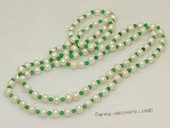 lrpn030 8-9mm white potato pearl with 4mm jade pearl long necklace