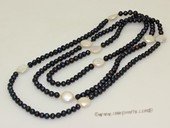 lrpn031 4-5mmmm black potato pearl with 12-13 coin pearl long necklace