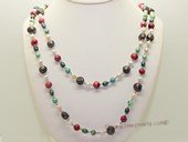 lrpn032  Mix color  freshwater pearl  Opera necklace in wholesale