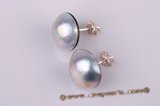 mbpe001 sterling 14-15mm Grey mabe pearl studs earrings wholesale