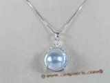 mbpp001 sterling 13-14mm Grey mabe pearl pendant in wholesale