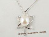 mbpp005 Leafe pattern sterling 13-14mm mabe pearl pendant necklace