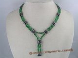 mn003 Hematite and faceted crystal Jewelry dark green Ice