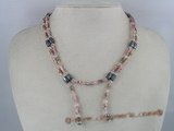 mn019 Hematite,cloisonne and pink crystal Magnetic necklace/bracelet
