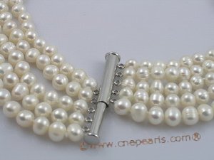 MPN001 five rows bridal & wedding necklace in white color potato