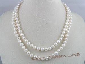 MPN011 two strands 7-8mm potato shape pearl necklace