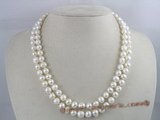 mpn023 double strands 8-9mm potato shape freshwater pearl necklace