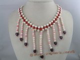 mpn024 Host selling 6-7mm potato shape necklace with coral beads