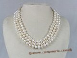 mpn031 three strands 8-9mm potato shape freshwater pearl necklace