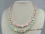 mpn130 multicolor nugget pearl double rows necklace
