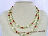 mpn141 Double strands white nugget pearl with crystal necklace onsale