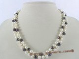 mpn145 Double rows white&black freshwater potato pearl necklace wholesale