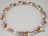 mpn153 Two strands multicolor freshwater nugget pearl necklace factory price selling