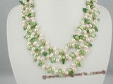 mpn156 Triple strands dancing pearl with green blister pearl necklace factory price on sale