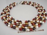 mpn157 luxurious five-strand nugget pearl necklace in blend of color