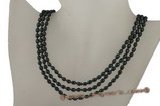 mpn163 Triple strand 4-5mm balck rice pearl necklace in wholesale,4--5mm