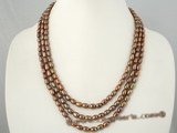 mpn164 4-5mm coffee freshwater rice pearl triple necklace on sale