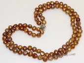 mpn166 9-10mm coffee color freshwater baroque nugget necklace in double strand