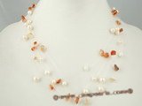 mpn168 cultured potato pearl& agate floating necklace in Illusion design