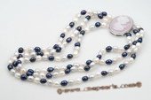 mpn176 Beautiful blend of colors freshwater rice pearl necklace in three row
