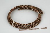 mpn282 Elegance Three Rows 6-7mm Coffee Button Pearl Choker Necklace