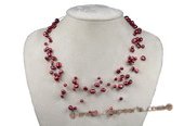 mpn288 Gossamer Wine Red Freshwater Nugget Pearl Illusion Floating Necklace