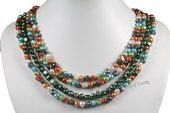 Mpn321 Stylish three-rows Blend of Colors Nugget Pearl Layer Necklace