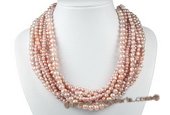 mpn324 Elegant Hand knotted 11 rows Purple Freshwater Pearl Layer Necklace