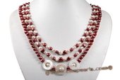 mpn339 Elegant Hand knotted Nugget Pearl and Shell Layer Necklace