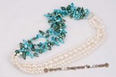 mpn340 Elegant Hand knotted Cultured Pearl Layer Necklace