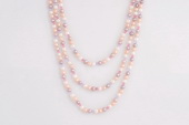 mpn343 Beautiful Hand knotted Cultured Pearl & Crystal Layer Necklace