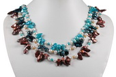 Mpn345 Summer Coloured Freshwater Cultured Pearl Layer Necklace