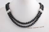 Mpn349 Fashion two strand 7-8mm black potato pearl necklace