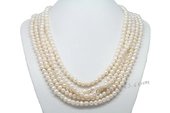 Mpn352  Elegant Five Rows Hand knotted Cultured Pearl Layer Necklace