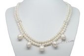 Mpn353 Designer Double Rows Cultured Pearl Necklace Drop With Large Pearl