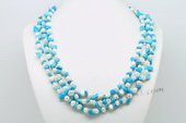 Mpn358 White Nugget Pearl Necklace with Turquoise Fragments