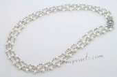 Mpn360 Elegant Hand Crafted White Seed Pearl Layer Necklace