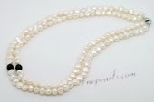 Mpn361 Elegant Double Rows White Cultured Pearl Layer Necklace