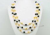 Mpn362 Stylish three-rows freshwater pearl necklace with Gemstone