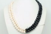 Mpn364 Hand Knotted White&black Freshwater Potato Pearl Layer Necklace