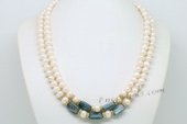 Mpn365 Double Rows Freshwater Potato Pearl Layer Necklace